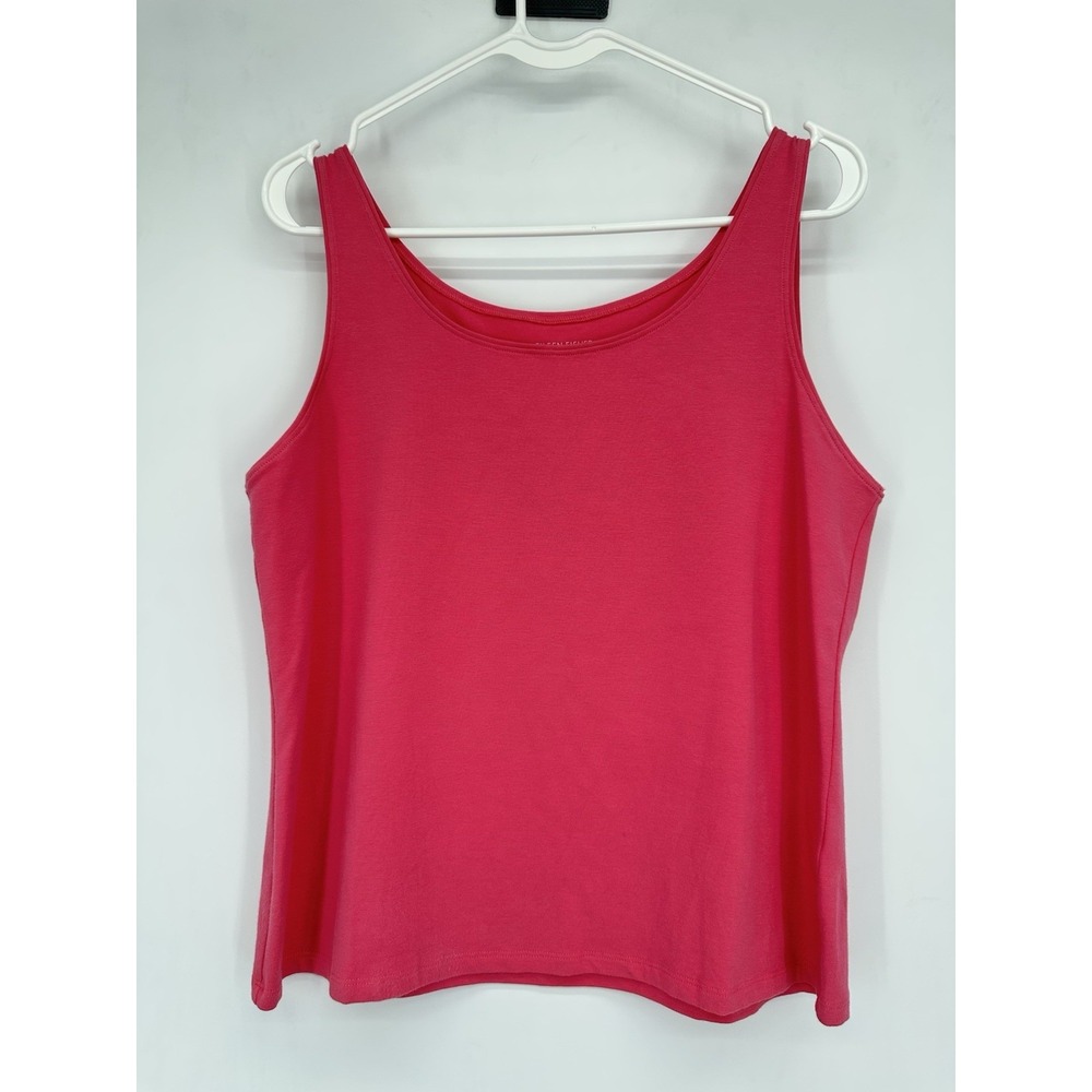 Eileen Fisher Organic Cotton Scoop Neck Tank Top‎ Petite L Pink USA Minimalist